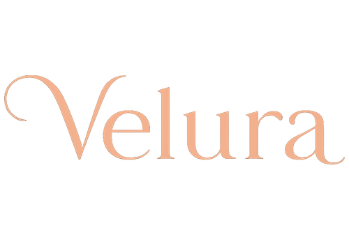 Brand name 'Velura' in a decorative font on a white background