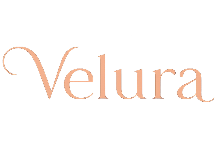 Brand name 'Velura' in a decorative font on a white background